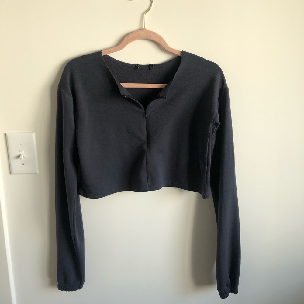 PLT cropped navy blue top
